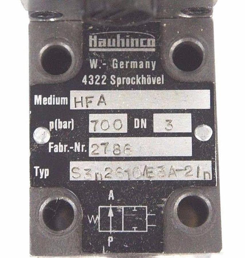 Used REPAIRED HAUHINCO S3N2610/E3A-2IN SOLENOID VALVE MEDIUM HFA, FABR. NR. 2786