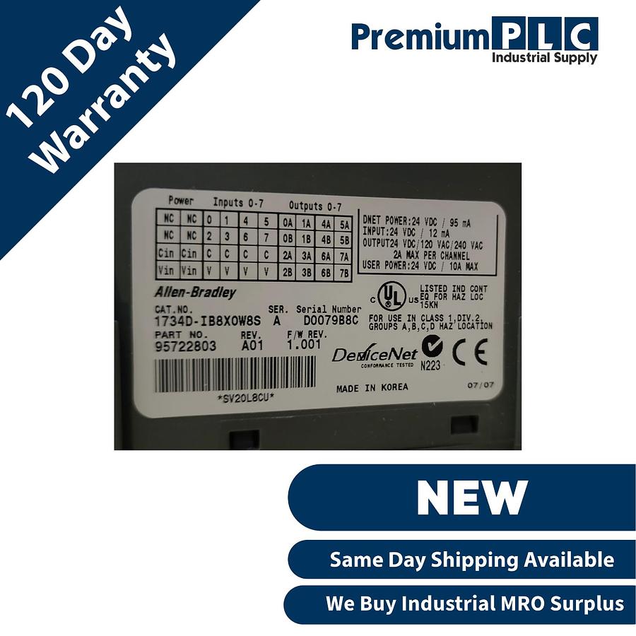 Used NEW ALLEN BRADLEY 1734D-IB8XOW8S /A POINTBlock I/O COMBINATION MODULE DEVICENET