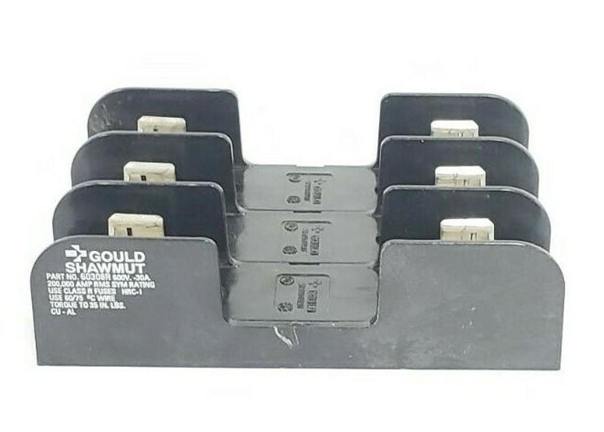 Used GOULD SHAWMUT 60308R 600V 30A FUSE BLOCK