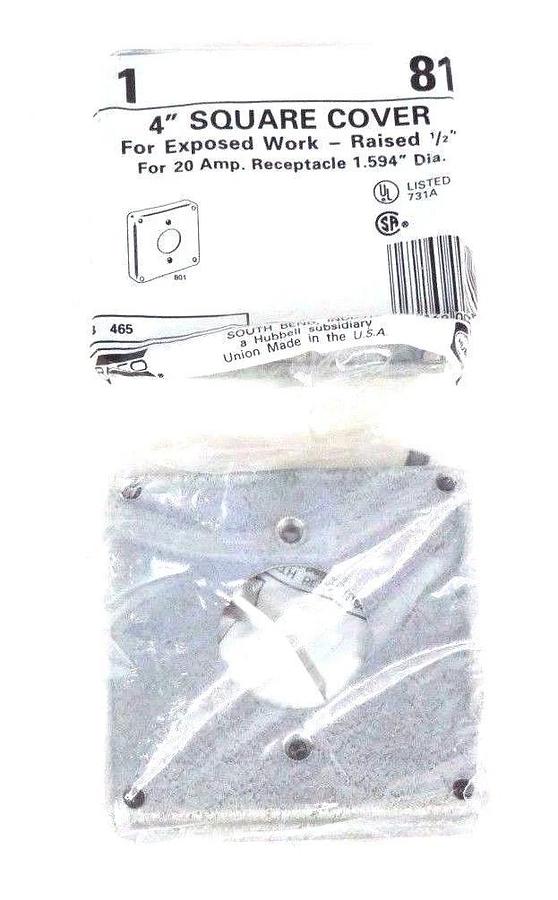 Used BOX OF 8 NEW HUBBELL 812 4'' SQUARE COVERS RAISED 1/2''