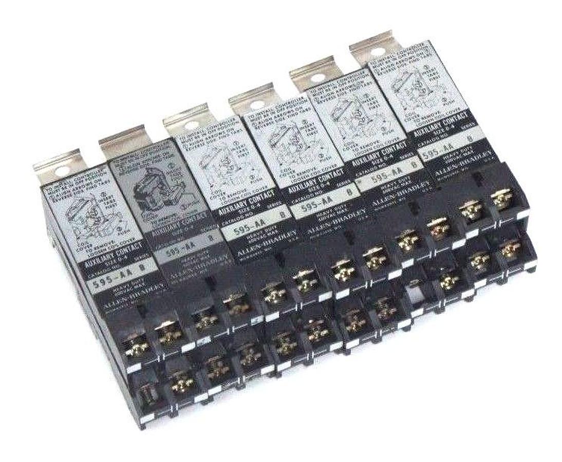 Used LOT OF 6 ALLEN BRADLEY 595-AA SER. B AUXILIARY CONTACTS SIZE 0-4