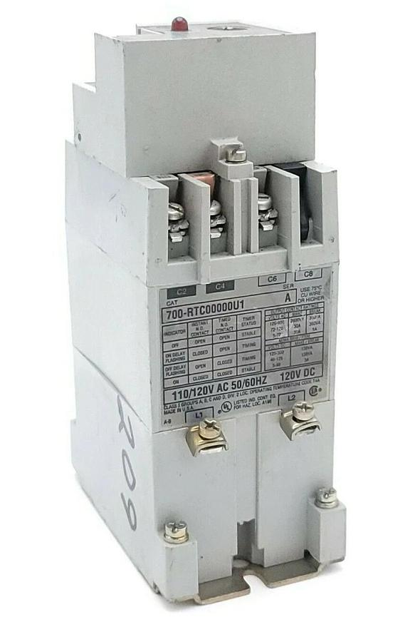 Used ALLEN BRADLEY 700-RTC00000U1 SOLID-STATE TIMING RELAY 120V DC SER. A