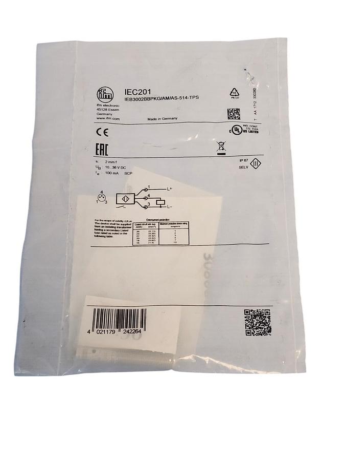 Used NEW IFM EFECTOR IEB3002BBPKG/AM/AS-514-TPS SENSOR IEC201