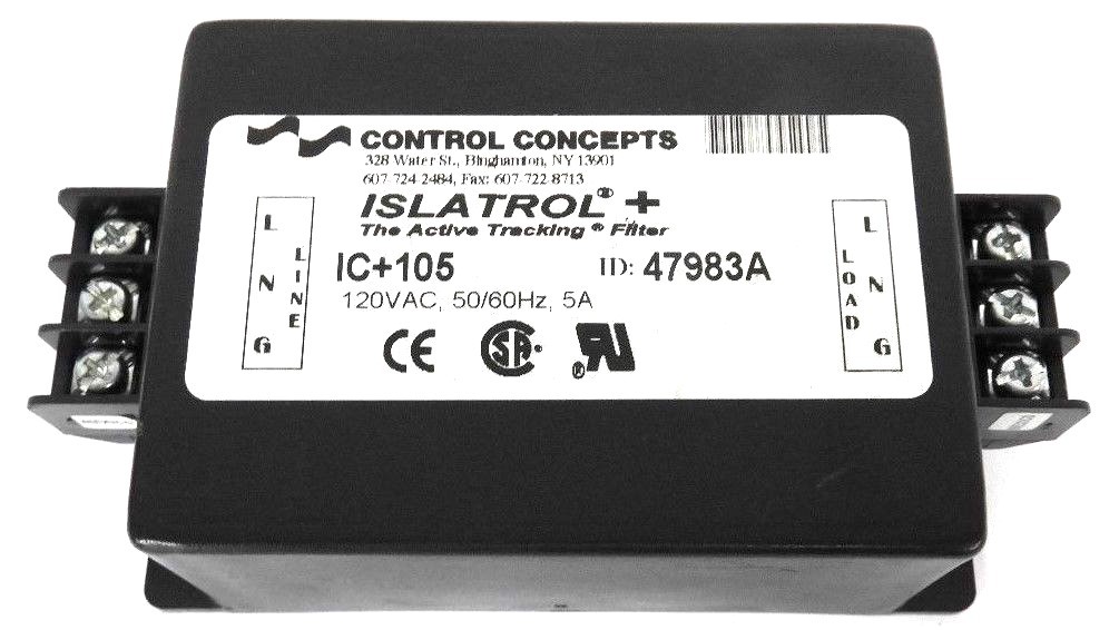 Used CONTROL CONCEPTS IC+105 ISLATROL FILTER ID: 47983A, 120VAC, 50/60HZ, 5A