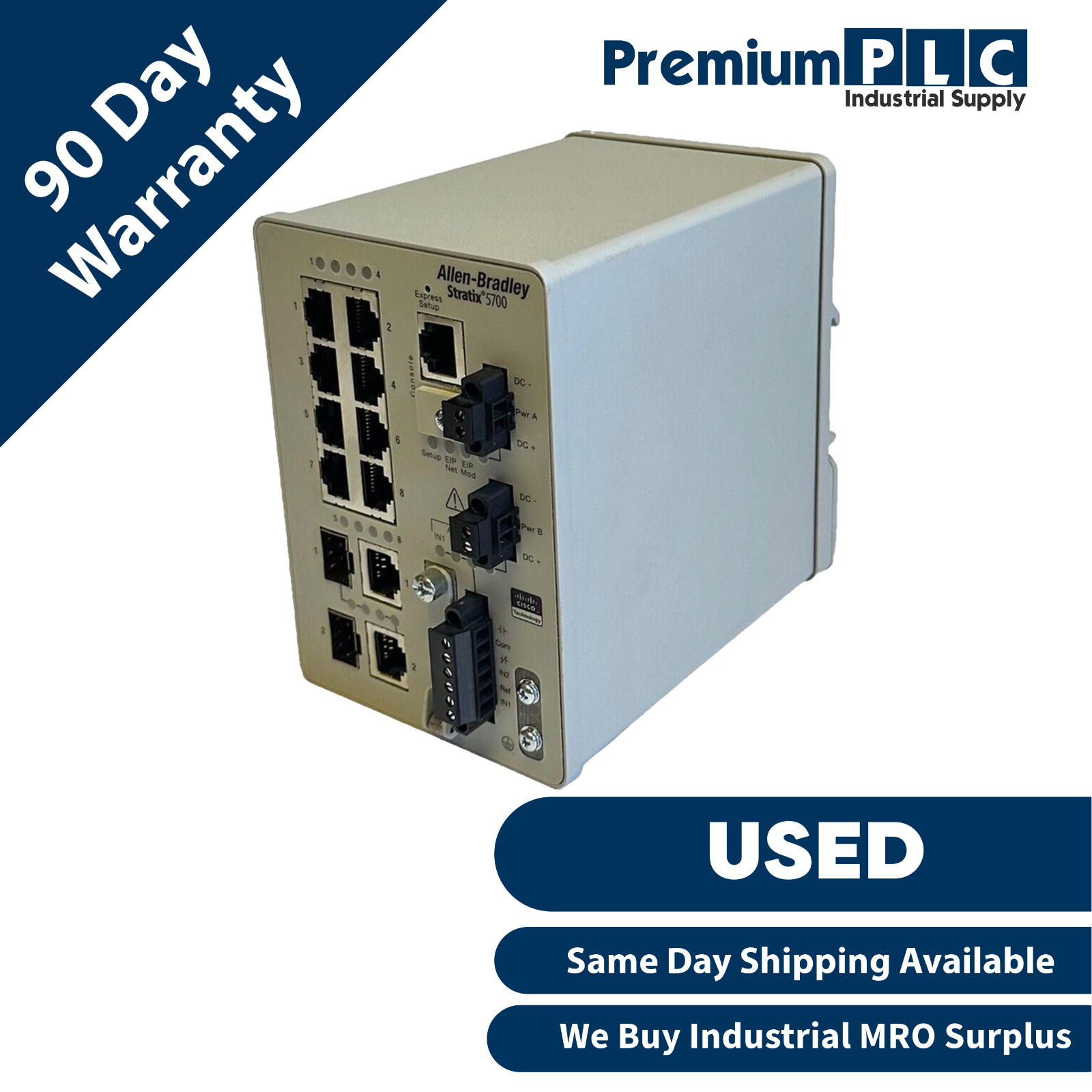 Used ALLEN BRADLEY 1783-BMS10CGP /A Stratix 5700 10-PORT EtherNet SWITCH 1783BMS10CG