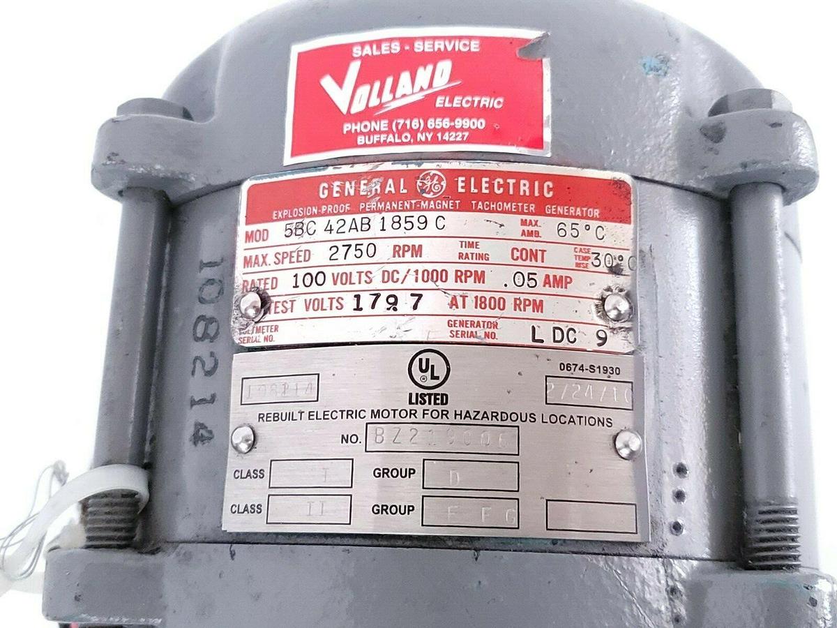Used NEW GENERAL ELECTRIC 5BC42AB1859C TACHOMETER GENERATOR 2750 RPM