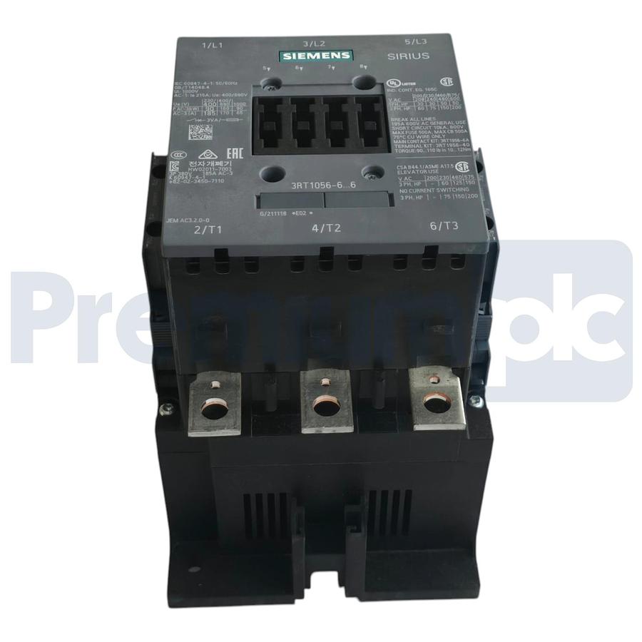 Used Siemens 3RT1056-6AF36 SIRIUS Contactor 3-Pole 90kW 185A 110-127V AC/DC Size S6