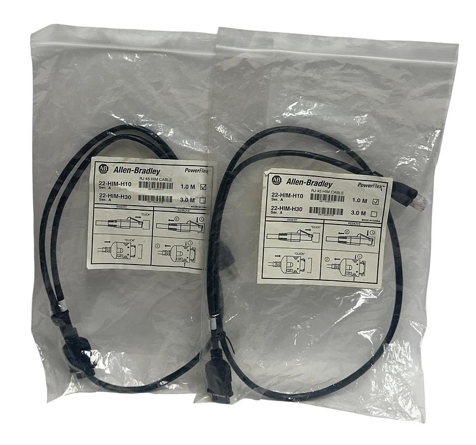 Used 2 ALLEN BRADLEY 22-HIM-H10 /A PowerFlex RJ45 HIM CABLES DSI 1M OEM NSMP
