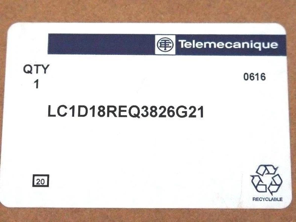 Used NIB TELEMECANIQUE LC1D18REQ3826G21 CONTACTOR 575VAC, 18A, IEC SPECIAL