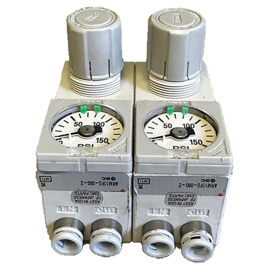 Used 2 SMC ARM10F2-08G-Z / ARM10F0-00G-Z ARM10 MANIFOLD REGULATORS