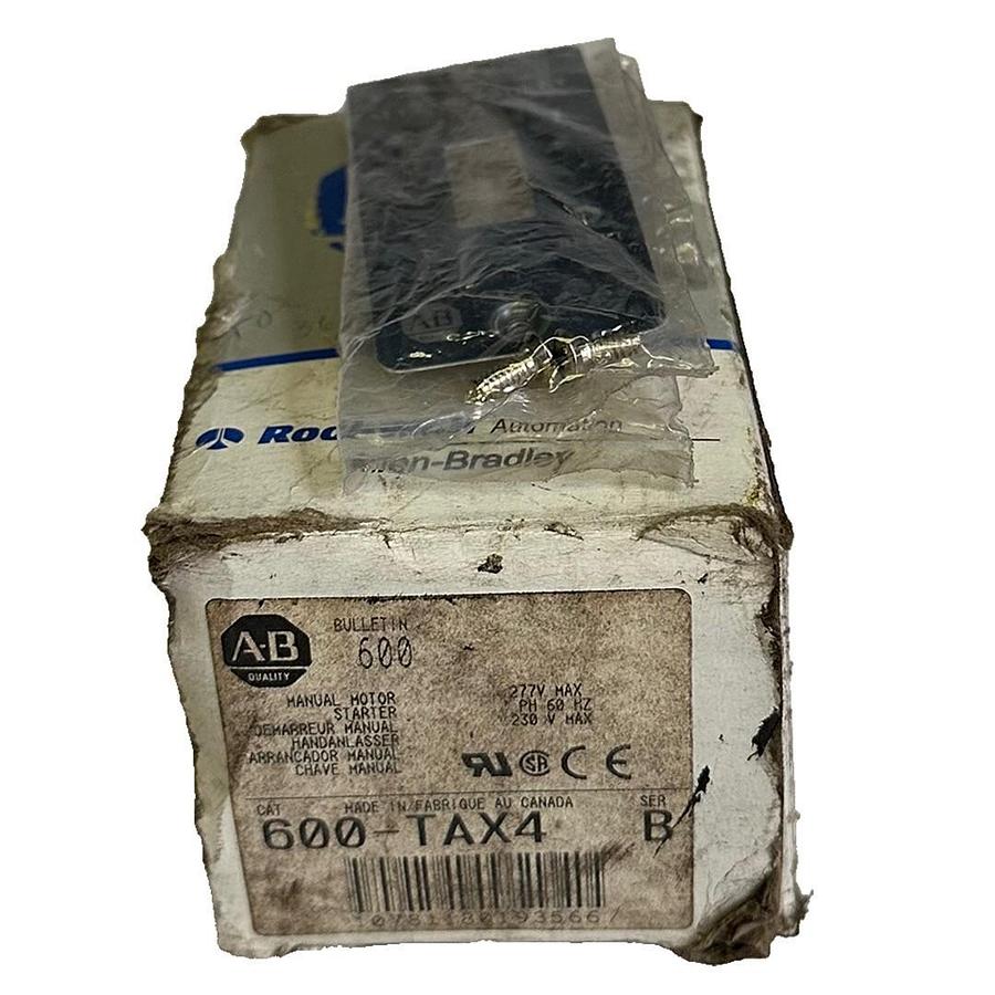 Used NEW ALLEN BRADLEY 600-TAX4 /B MANUAL MOTOR STARTER 277V 60Hz 600TAX4