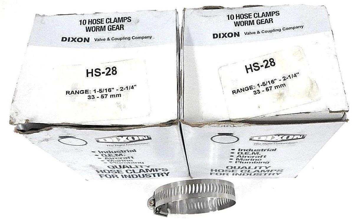 Used LOT OF 18 NEW DIXON HS-28 HOSE CLAMPS WORM GEAR 1-5/16" - 2-1/4", 33 - 57 MM