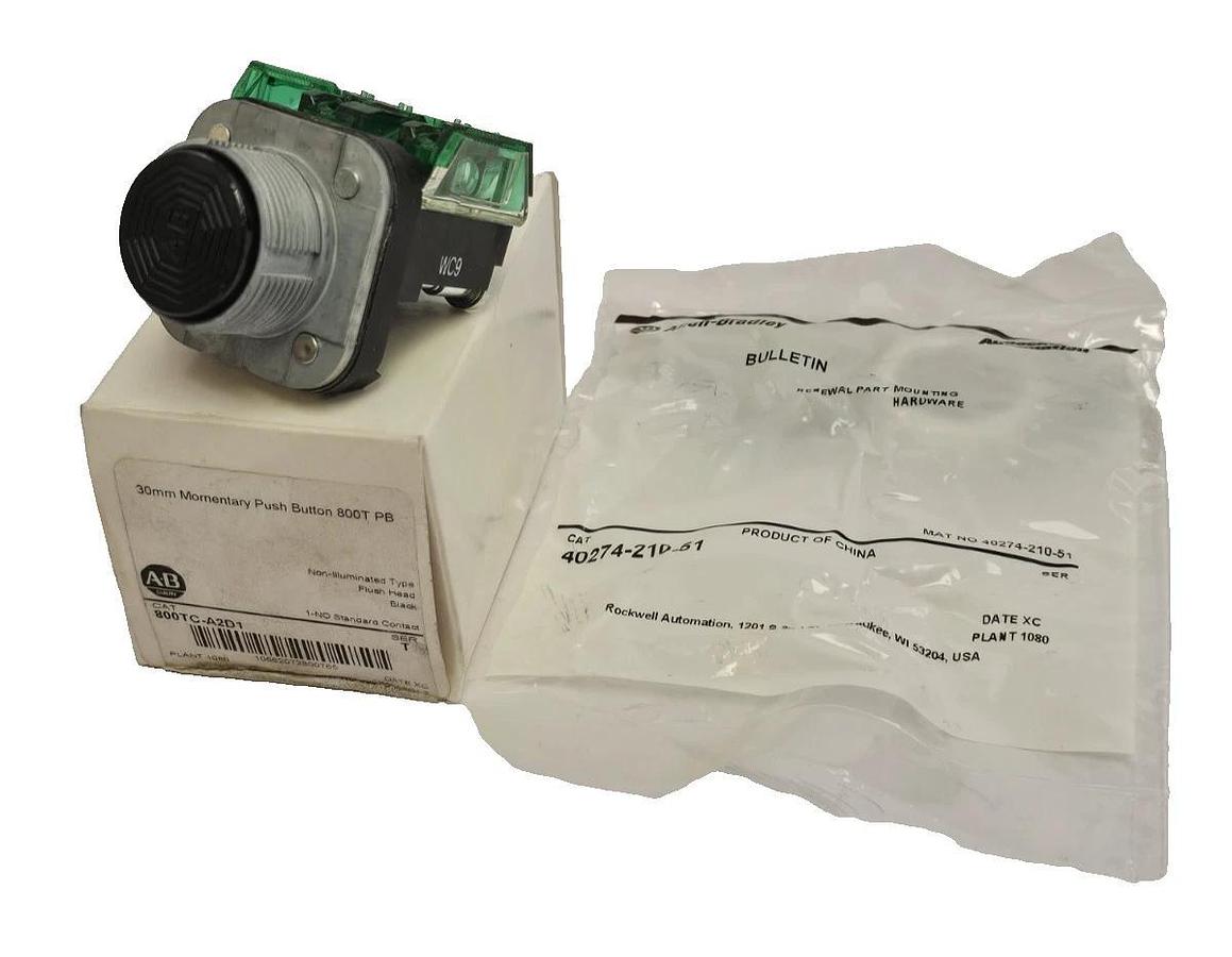 NIB ALLEN BRADLEY 800TC-A2D1 FLUSH HEAD BLACK PUSH BUTTON 800TCA2D1 SER. T
