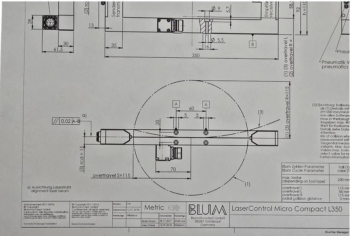 BLUM 147416 LaserControl Micro Compact NT L350 CNC LASER TOOL SETTER 330014477NT