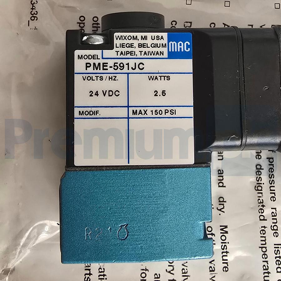 Used MAC PME-591JC / PME591JC SOLENOID PILOT CONTROL VALVE 24VDC 2.4W 150PSI NSMP