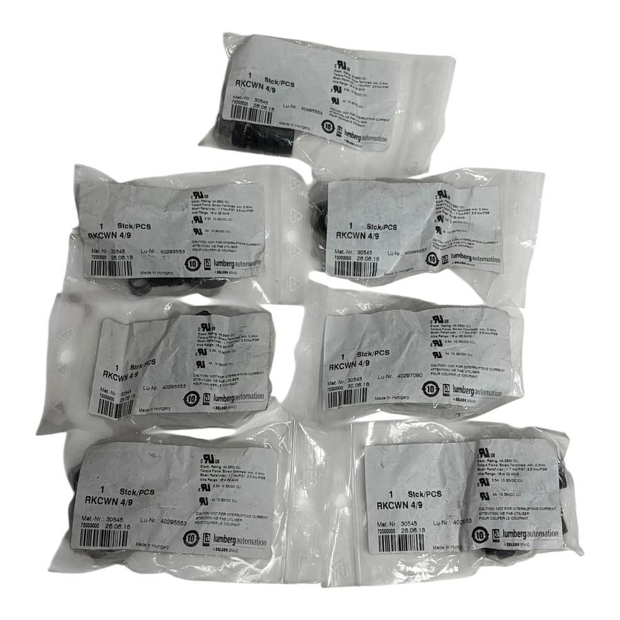 Lumberg RKCWN 4/9 M12 Right Angle 4-Pin Female Connectors 30545 - Lot of 7