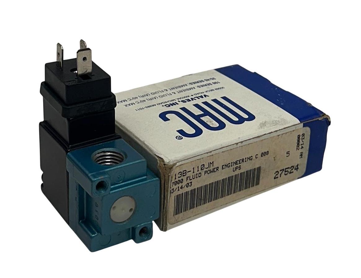 Used MAC VALVES 113B-110JM / 113B110JM SOLENOID VALVE 3-WAY 110-120VAC 50/60Hz NSMP
