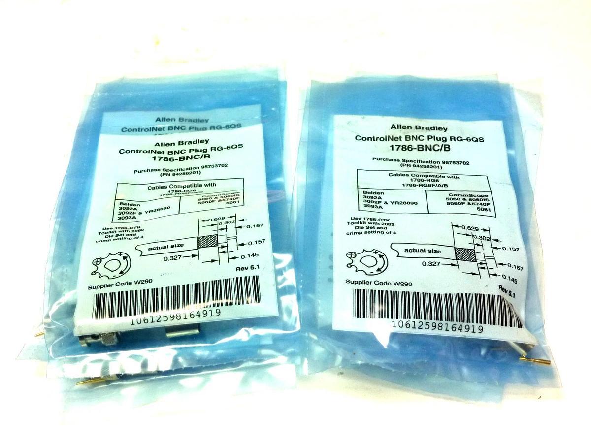 Used LOT OF 9 ALLEN BRADLEY 1786-BNC/B CONTROLNET BNC PLUG RG-6QS 1786-BNC NEW