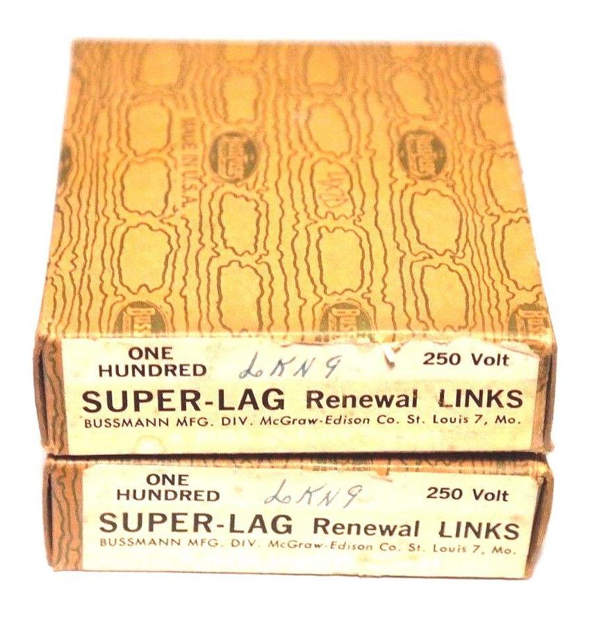 Used LOT OF 120 NIB BUSSMAN LKN-9 SUPER-LAG RENEWAL LINKS LKN9, 250V