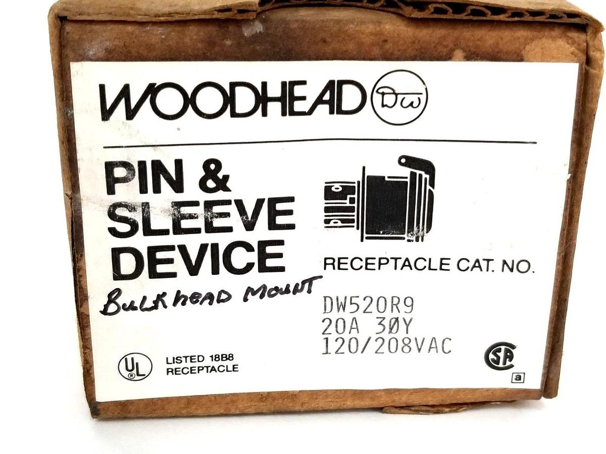 Used NIB WOODHEAD DW520R9 PIN & SLEEVE RECEPTACLE 20A 30Y 120/208VAC