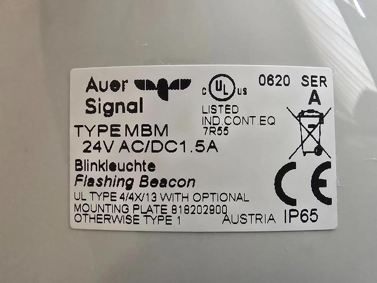 Auer Signal 838101405 MBM Flashing Beacon 120mm | 24V | Amber | 35W Bulb NSMP