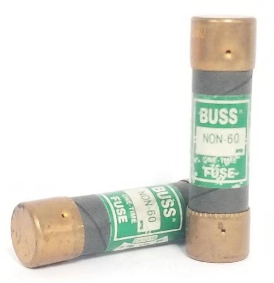 Used LOT OF 2 COOPER BUSSMANN NON-60 ONE-TIME FUSES NON60