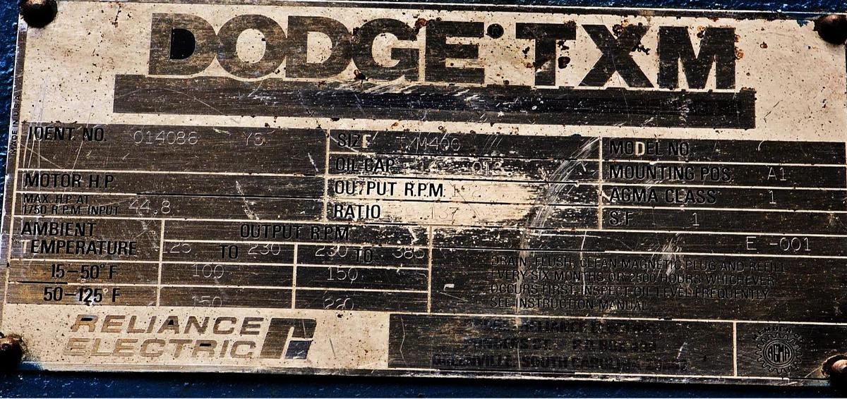Refurbished Dodge TXM-400 | TXM400-256T TXM Gear Reducer Ratio 9.137 192RPM REMAN.