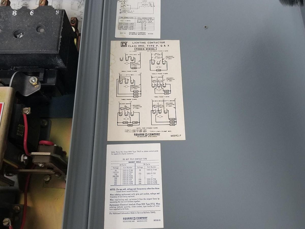 Used NEW SQUARE D CLASS 8903 TYPE PG 11 SERIES A AC LIGHTING CONTACTOR ASSY 8903PG11