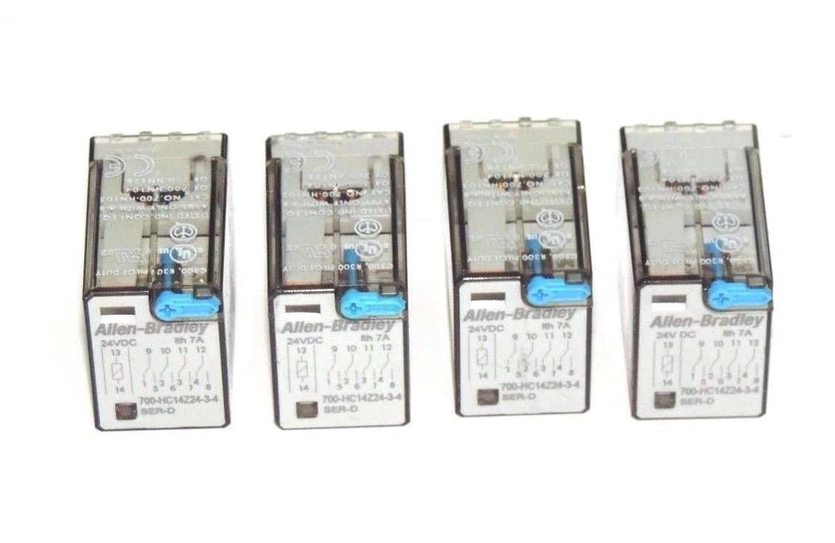Used LOT OF 4 ALLEN BRADLEY 700-HC14Z24-3-4 SER. D RELAYS 24VDC 7A 700HC14Z2434