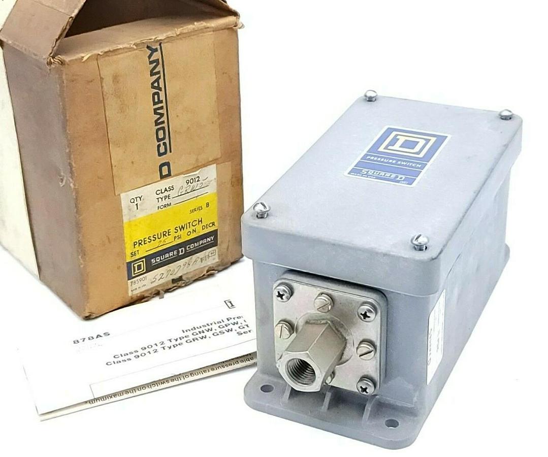 Used NIB SQUARE D 9012-GRW5 PRESSURE SWITCH 9012GRW5 SER. B RANGE 3-150PSIG