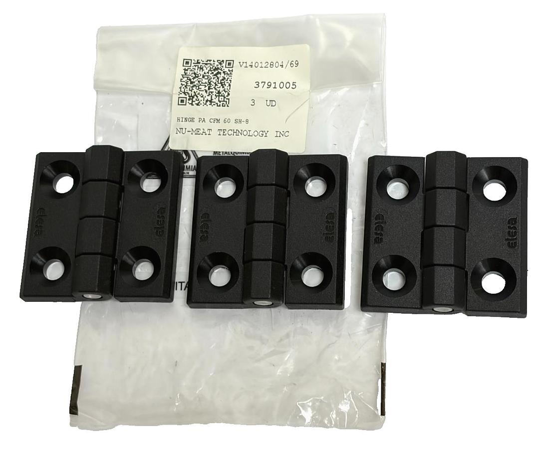 Used Elesa CFM.60 SH-8 Technopolymer Hinge 60x60mm Countersunk M8 Lot of 3 New