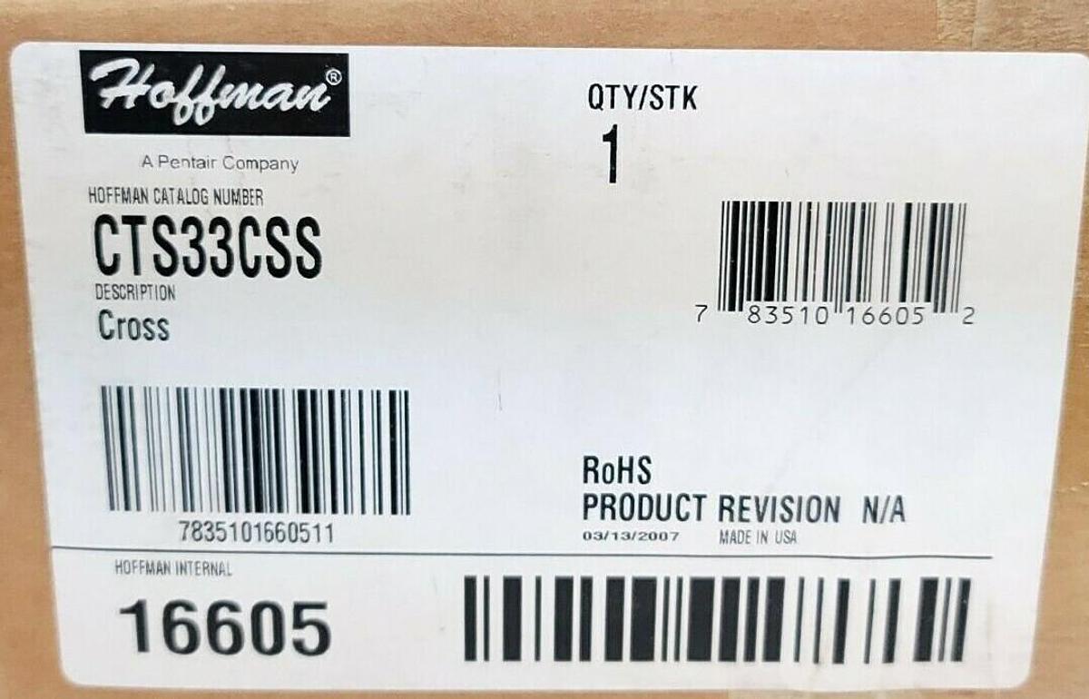 Used NEW HOFFMAN CTS33CSS CROSS ENCLOSURE STAINLESS