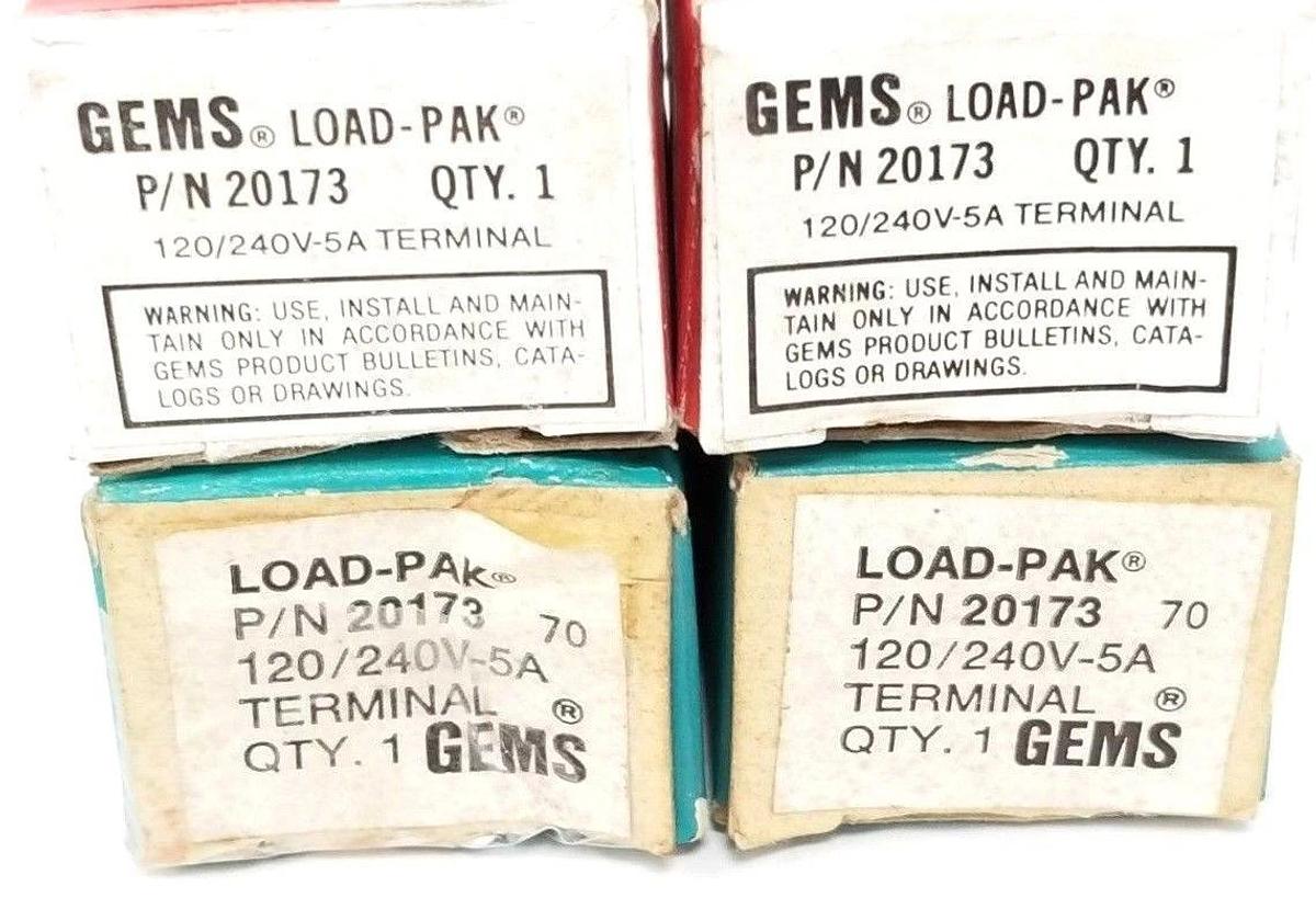 Used LOT OF 4 NIB GEMS SENSORS 20173 LOAD-PAK SAFETY RELAYS ST-20173 120/240V 5A