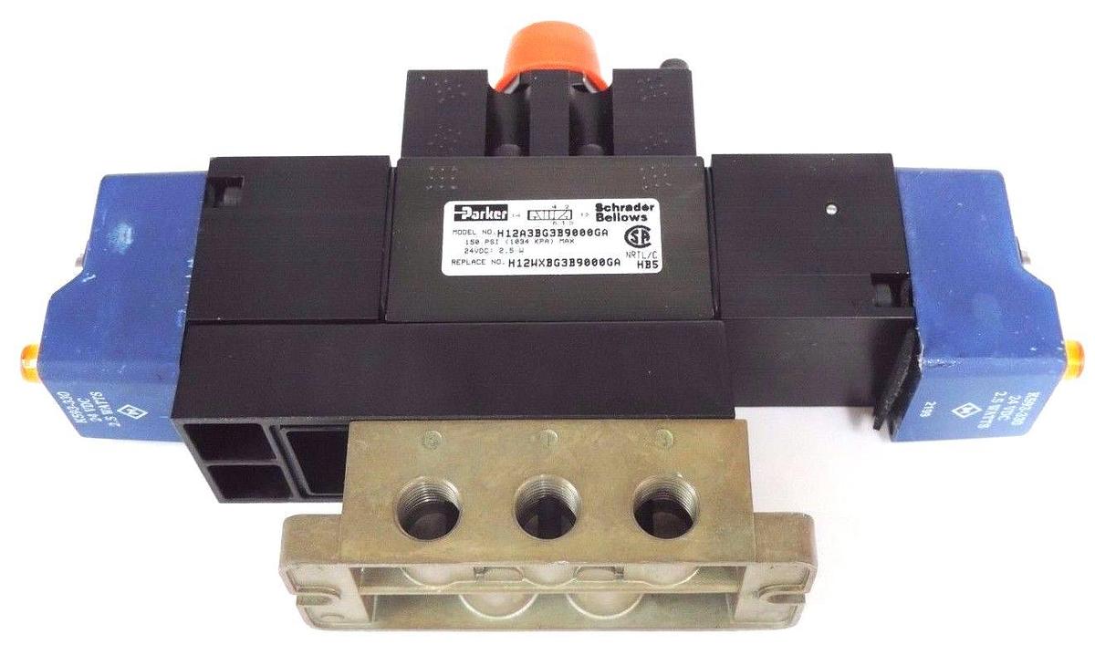 Used NEW PARKER H12A3BG3B9000GA VALVE 150PSI, 24VDC: 2.5W, H12WXBG3B9000GA , K593-330