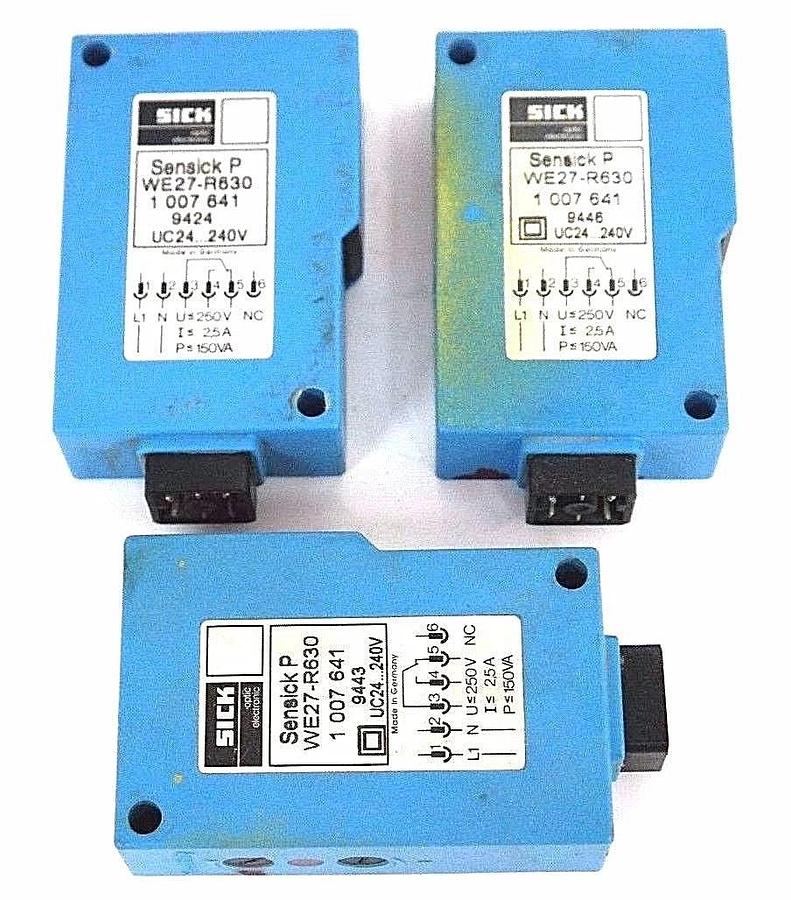 Used SICK OPTIC WE27-R630 PHOTOELECTRIC STATUS INDICATOR 24-240V 2VA - LOT OF 3