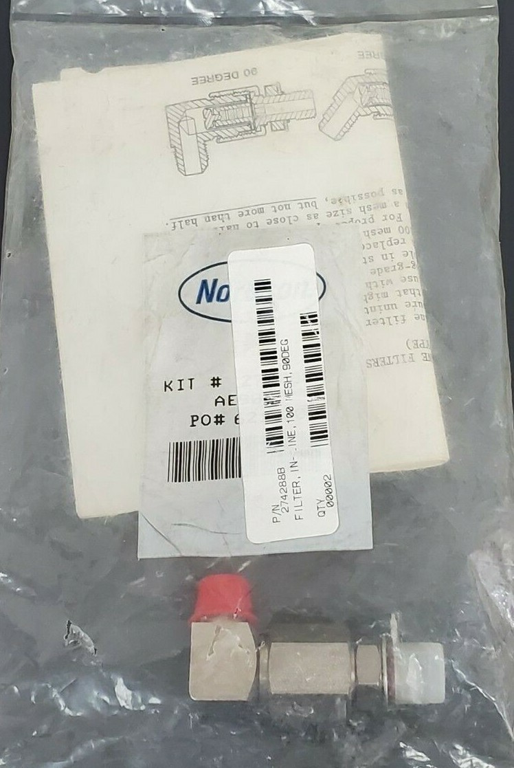 NEW NORDSON 274288B FILTER NON-HEATED INLINE 90DEG 100MESH