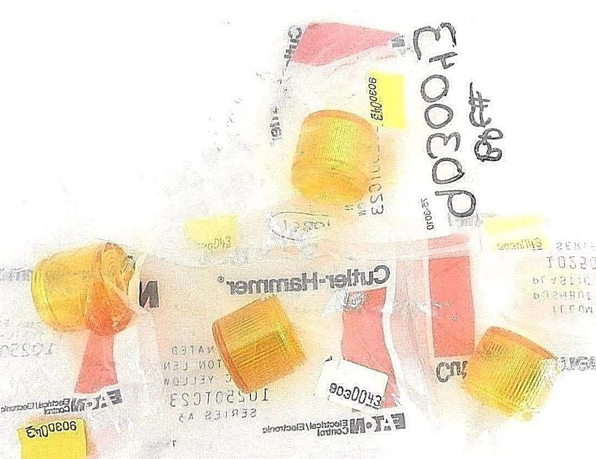 Used LOT OF 4 NEW CUTLER HAMMER 10250TC23 LENS BUTTON PLASTIC YELLOW