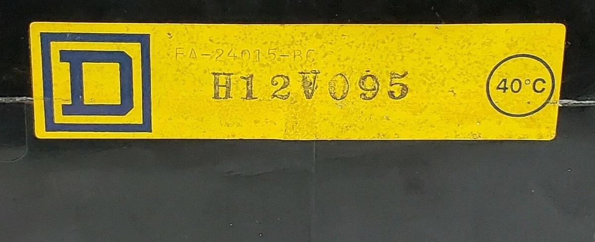 Used SQUARE D FA-24015-BC MOLDED CASE CIRCUIT BREAKER 15AMP 480V, FA24015BC