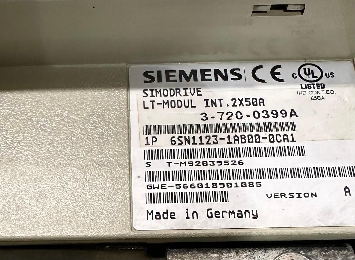 Used SIEMENS 6SN1123-1AB00-0CA1 / 6SN11231AB000CA1 SIMODRIVE POWER MODULE INT 2X50A