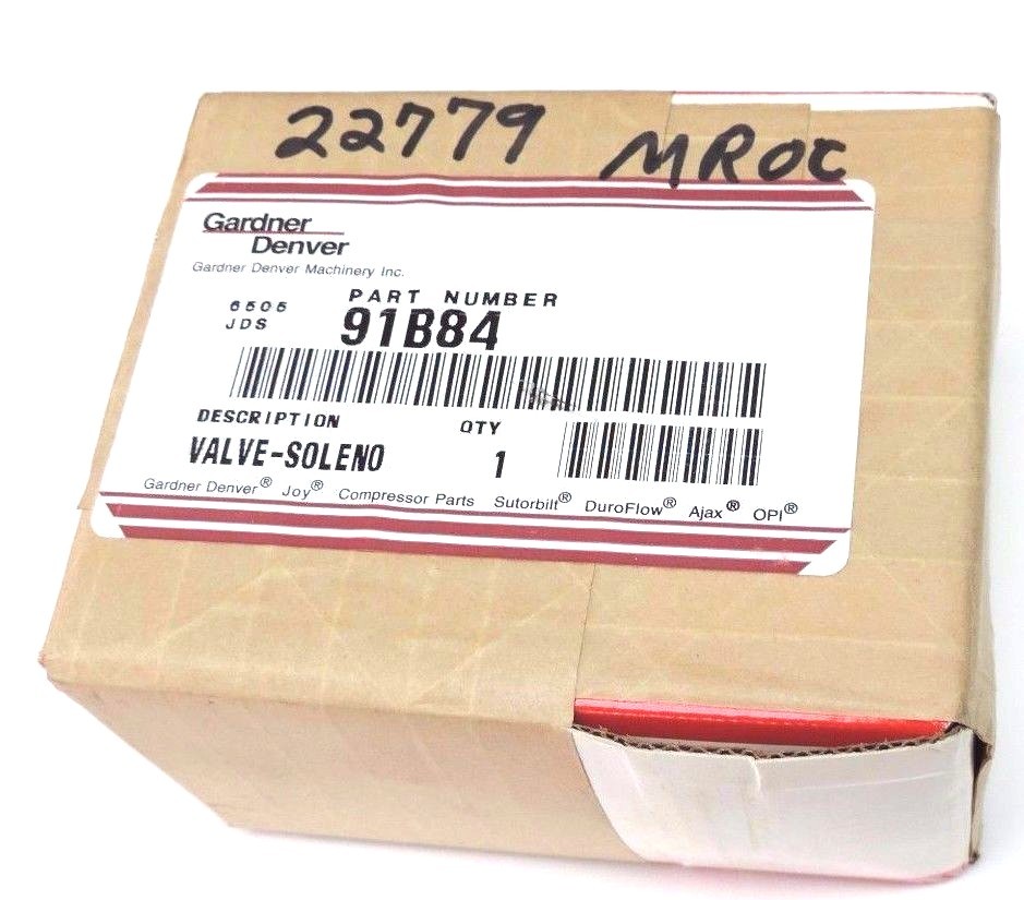 FACTORY SEALED GARDNER DENVER 91B84 SOLENOID VALVE