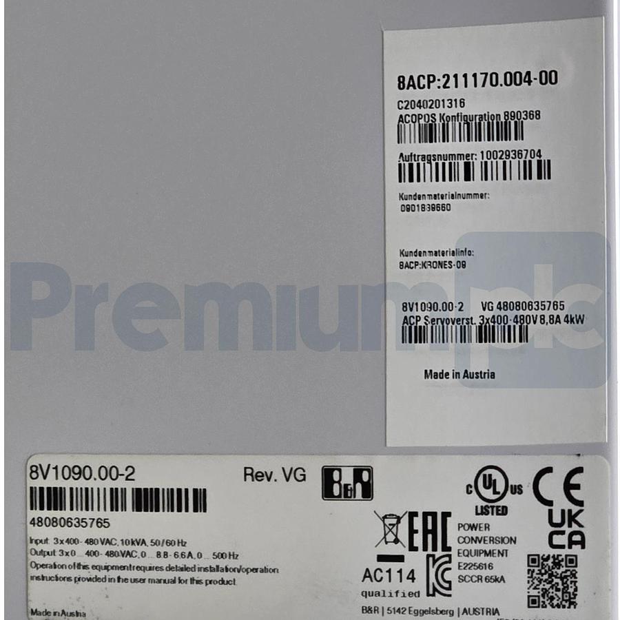 B&R ACOPOS 1090 8V1090.00-2 | 3x400-480V 8ACP:211170.004-00 KRONES 0901889660