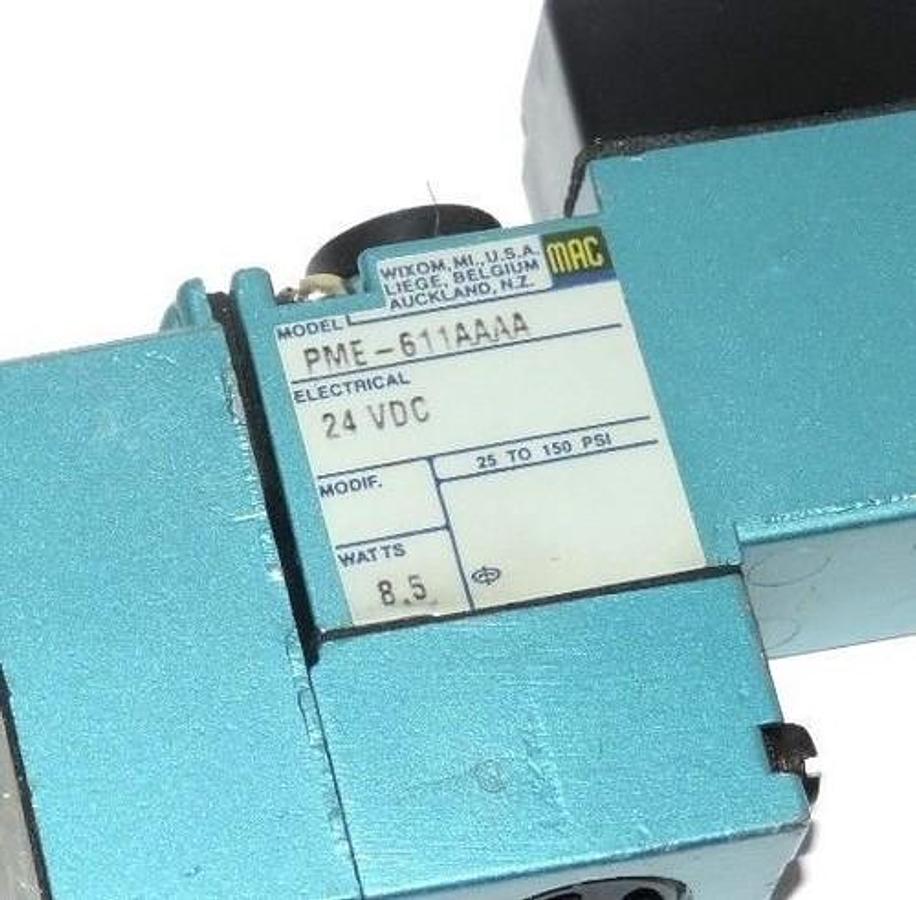 Used MAC 811C-PM-611AA-122 VALVE W/ PME-611AAAA SOLENOID VALVE 24VDC 8.5W 120PSI