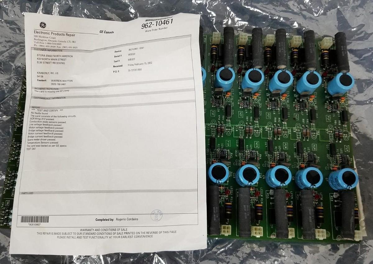 Used GENERAL ELECTRIC 0621L0451-G001 ARMATURE INTERFACE CARD 0166C7846DA-1 (REPAIRED)