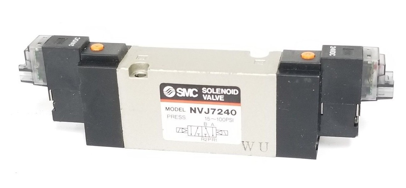 Used SMC NVJ7240 SOLENOID VALVE 15-100PSI, 24VDC