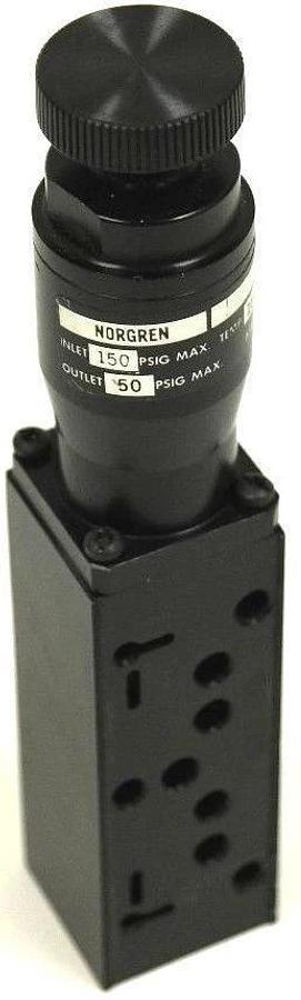Used NORGREN RMK00RKXEXS0A AIR CONTROL VALVE INLET 150 PSIG, OUTLET 50 PSIG MAX