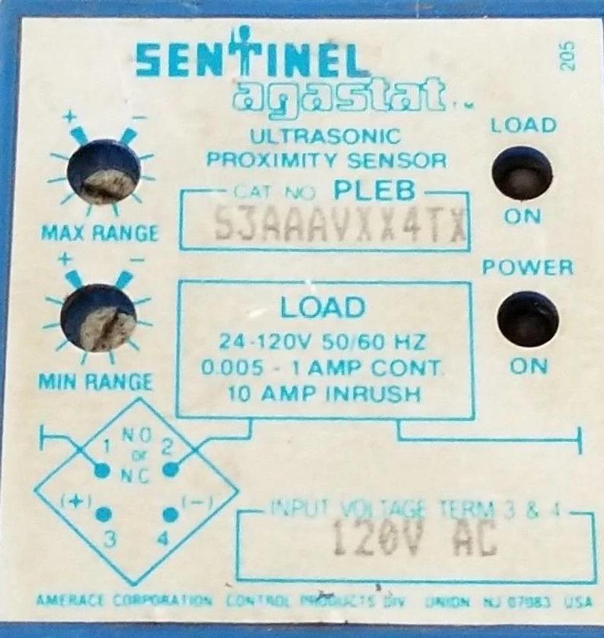 Used SENTINEL AGASTAT S3AAAVXX4TX PROXIMITY SENSOR 120V AC