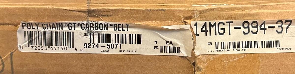 Used GATES 14MGT-994-37 / 9274-5071 POLY CHAIN GT CARBON BELT 37mm W 71-TEETH NSMP