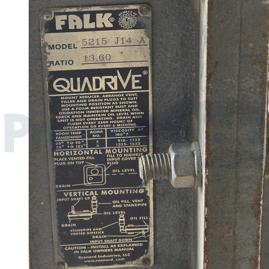 Used Falk 5215J14A | 0794384 Quadrive Shaft Mount Speed Reducer 13.60:1 | 14:1 USED