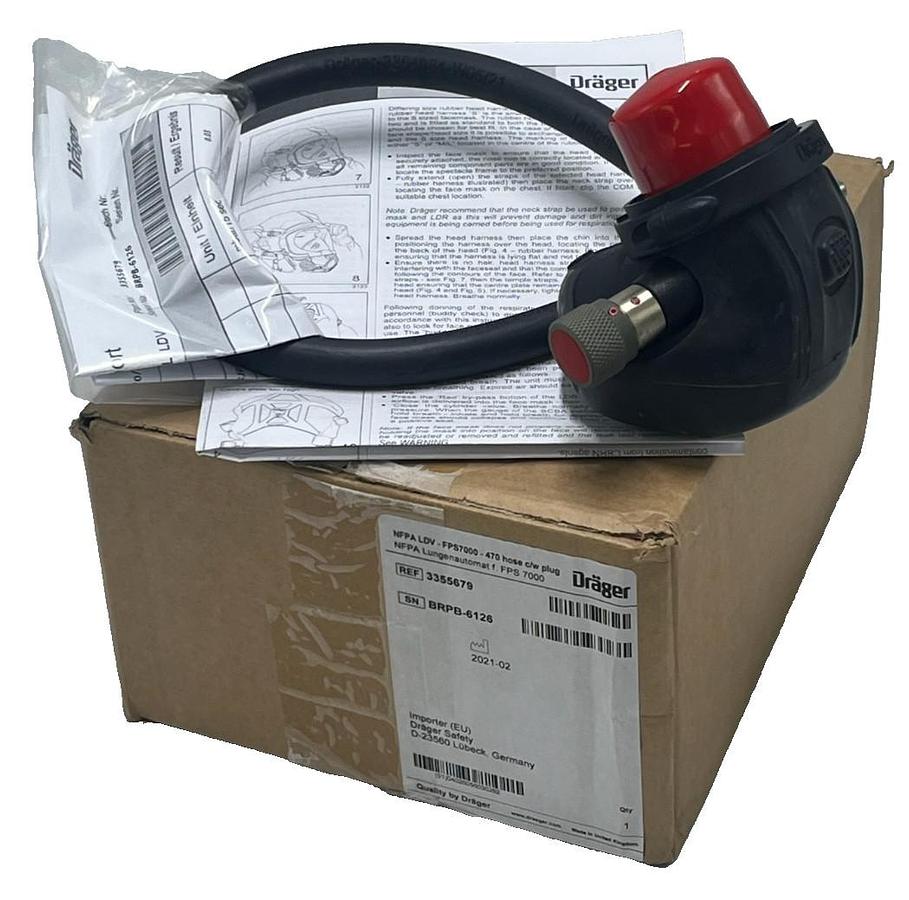Drager Draeger FPS7000 NFPA Lung Demand Valve (LDV) 470 Hose c/w plug - 3355679