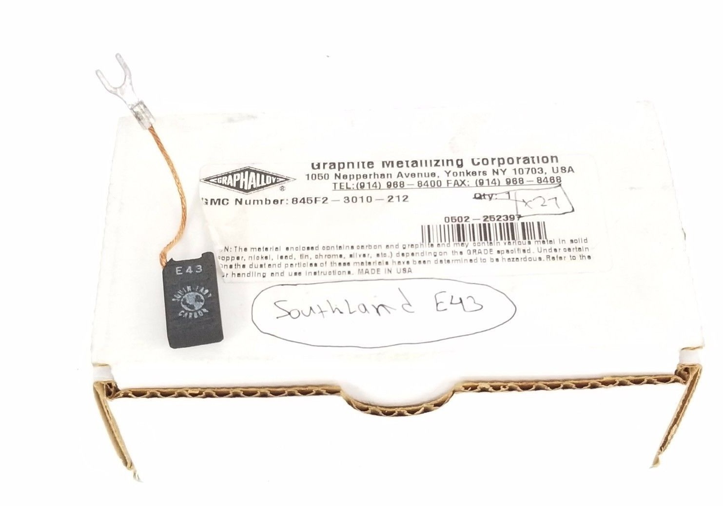 Used LOT OF 27 NEW SOUTH-LAND E43 CARBON BRUSHES 845F2-3010-212
